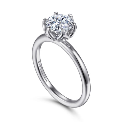 Kamera - 14K White Gold 6 Prong Round Solitaire Engagement Ring