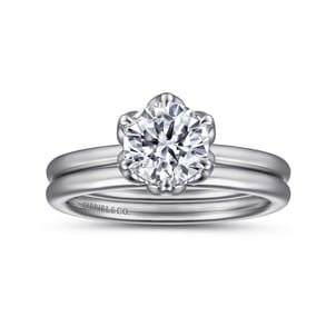 Kamera - 14K White Gold 6 Prong Round Solitaire Engagement Ring