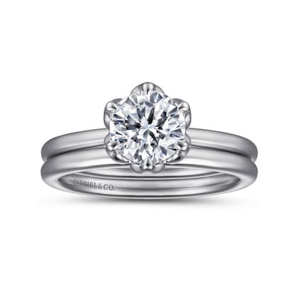 Kamera - 14K White Gold 6 Prong Round Solitaire Engagement Ring