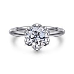 Kamera - 14K White Gold 6 Prong Round Solitaire Engagement Ring