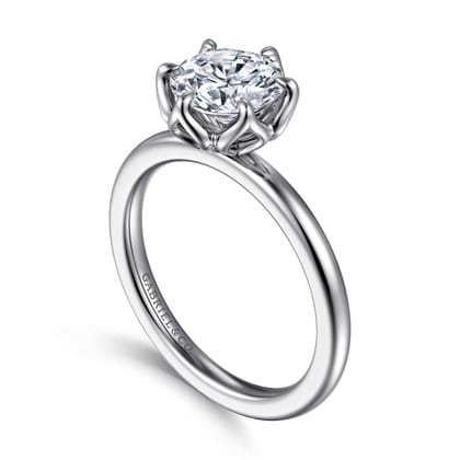 Kamera - 14K White Gold 6 Prong Round Solitaire Engagement Ring