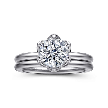 Kamera - 14K White Gold 6 Prong Round Solitaire Engagement Ring