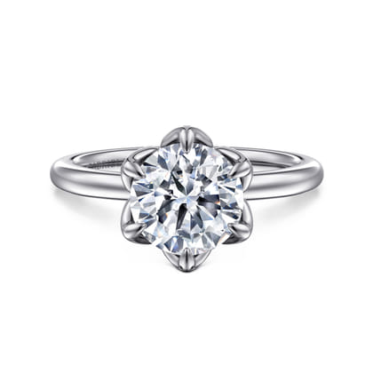 Kamera - 14K White Gold Round Solitaire Engagement Ring
