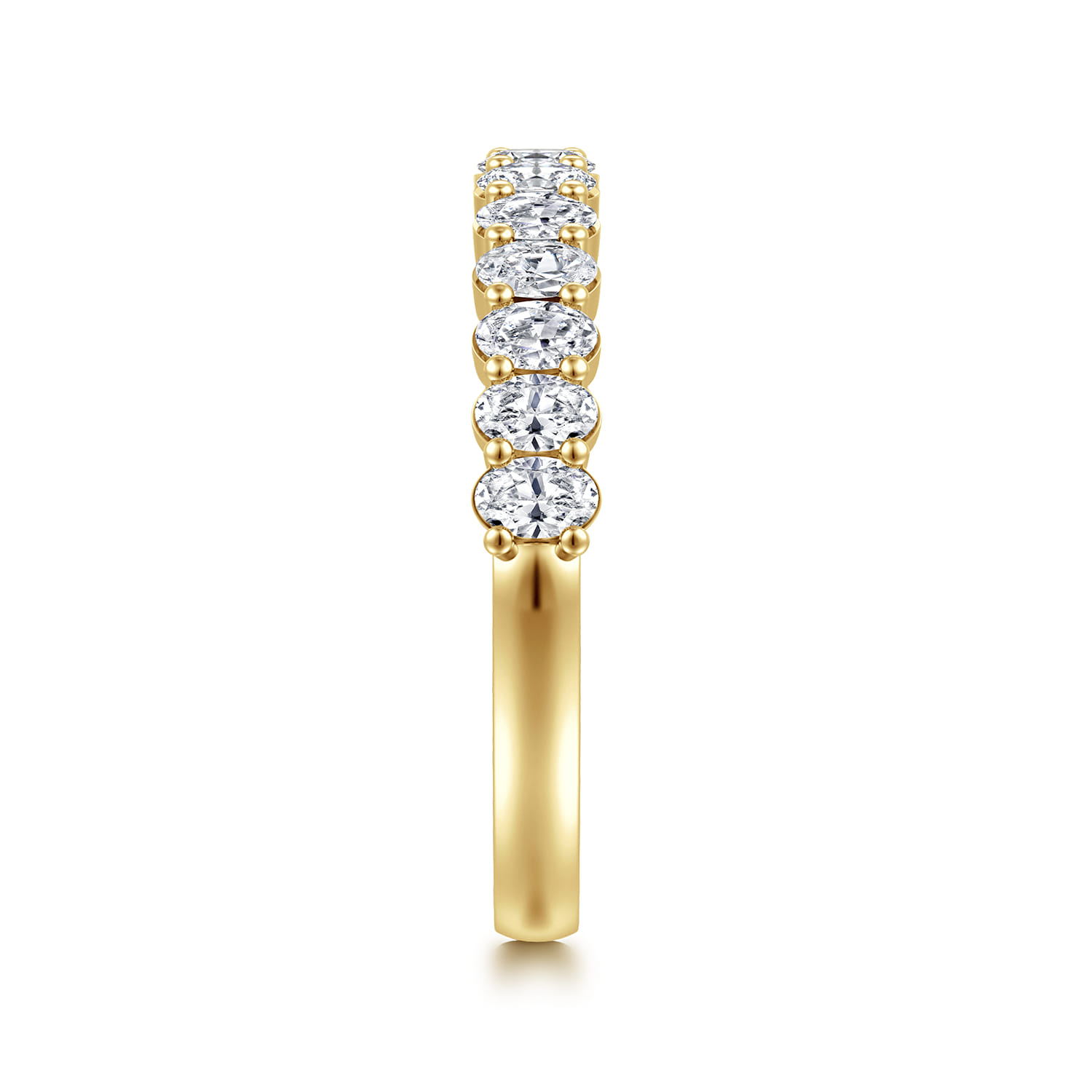 Straight Wedding Ring in 14k Yellow Gold with Oval Natural Diamond at Gabriel & Co. - Shot 4