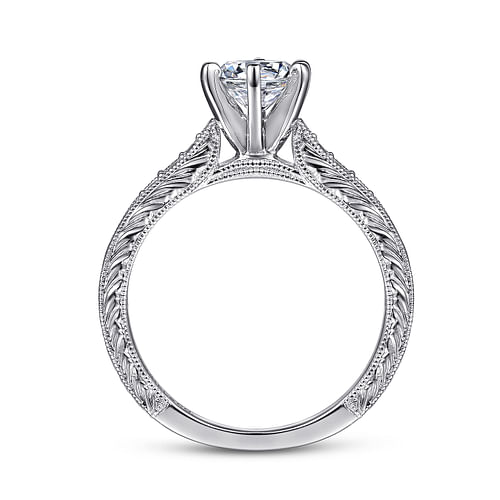 Kate - 14K White Gold Round Diamond Engagement Ring - 0.09 ct - Shot 2