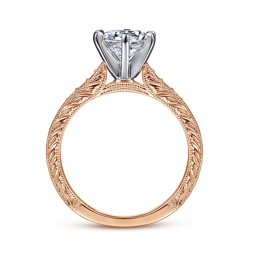 Kate - 14K White-Rose Gold Round Diamond Engagement Ring - 0.09 ct - Shot 2