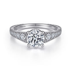 Kathryn - Vintage Inspired 14K White Gold Round Diamond Engagement Ring