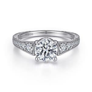 Kathryn - Vintage Inspired 14K White Gold Round Diamond Engagement Ring