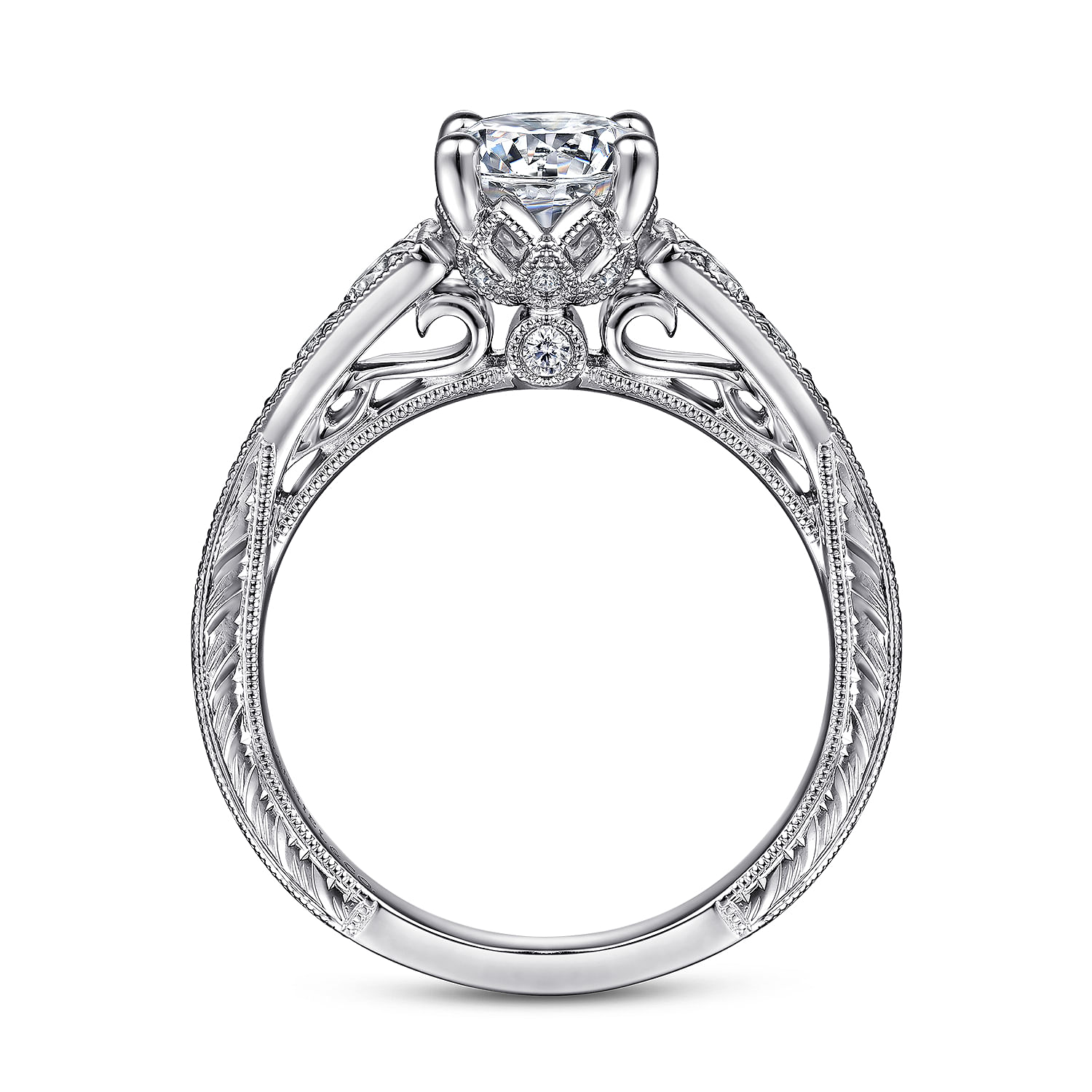 Kathryn - Vintage Inspired 14K White Gold Round Diamond Engagement Ring