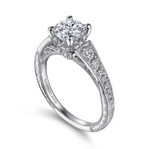 Kathryn - Vintage Inspired 14K White Gold Round Diamond Engagement Ring