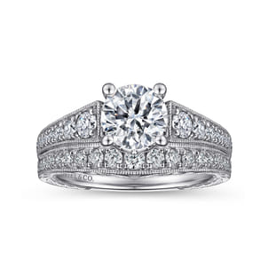 Kathryn - Vintage Inspired 14K White Gold Round Diamond Engagement Ring