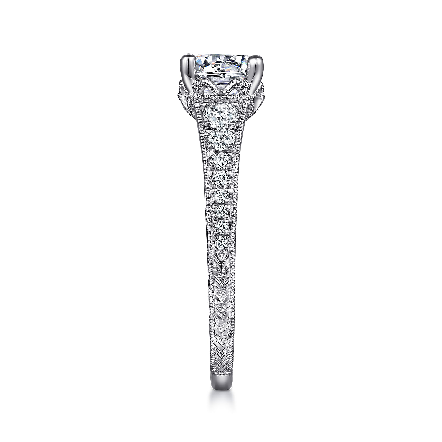 Kathryn - Vintage Inspired 14K White Gold Round Diamond Engagement Ring