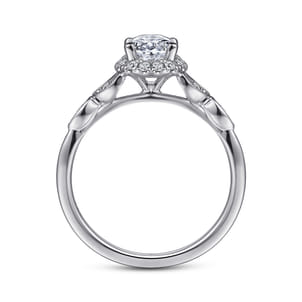 Katriane - Vintage Inspired 14K White Gold Oval Halo Diamond Engagement Ring