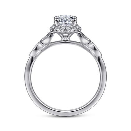Katriane - Vintage Inspired 14K White Gold Oval Halo Diamond Engagement Ring