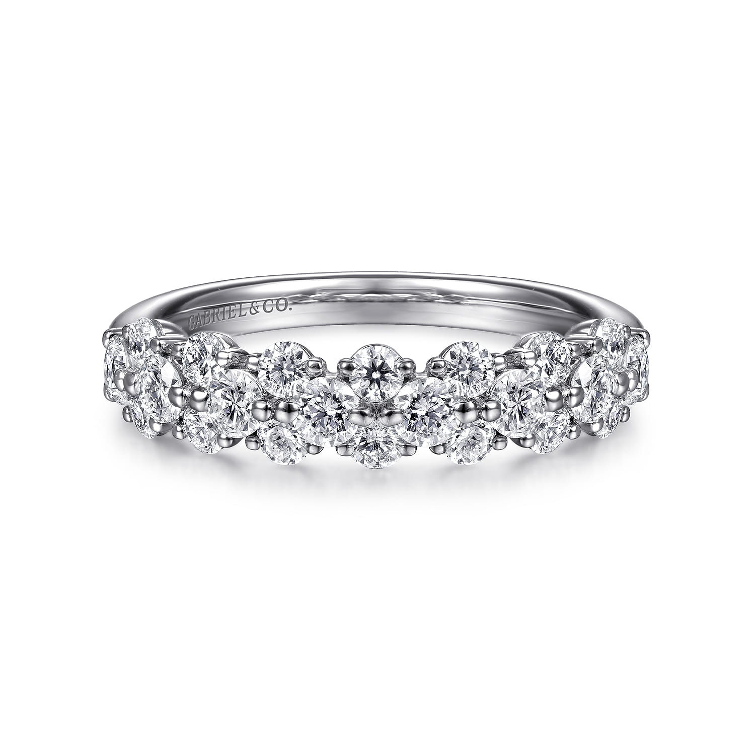 Fancy Wedding Ring in 14k White Gold with Round Natural Diamond at Gabriel & Co. - Shot 1