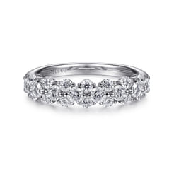 Kauai - 14K White Gold Diamond Cluster Station Anniversary Band