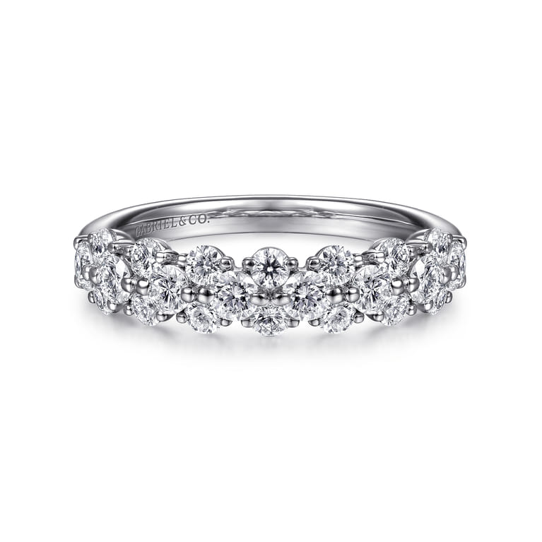 Fancy Wedding Ring in 14k White Gold with Round Natural Diamond at Gabriel & Co. - Shot 1