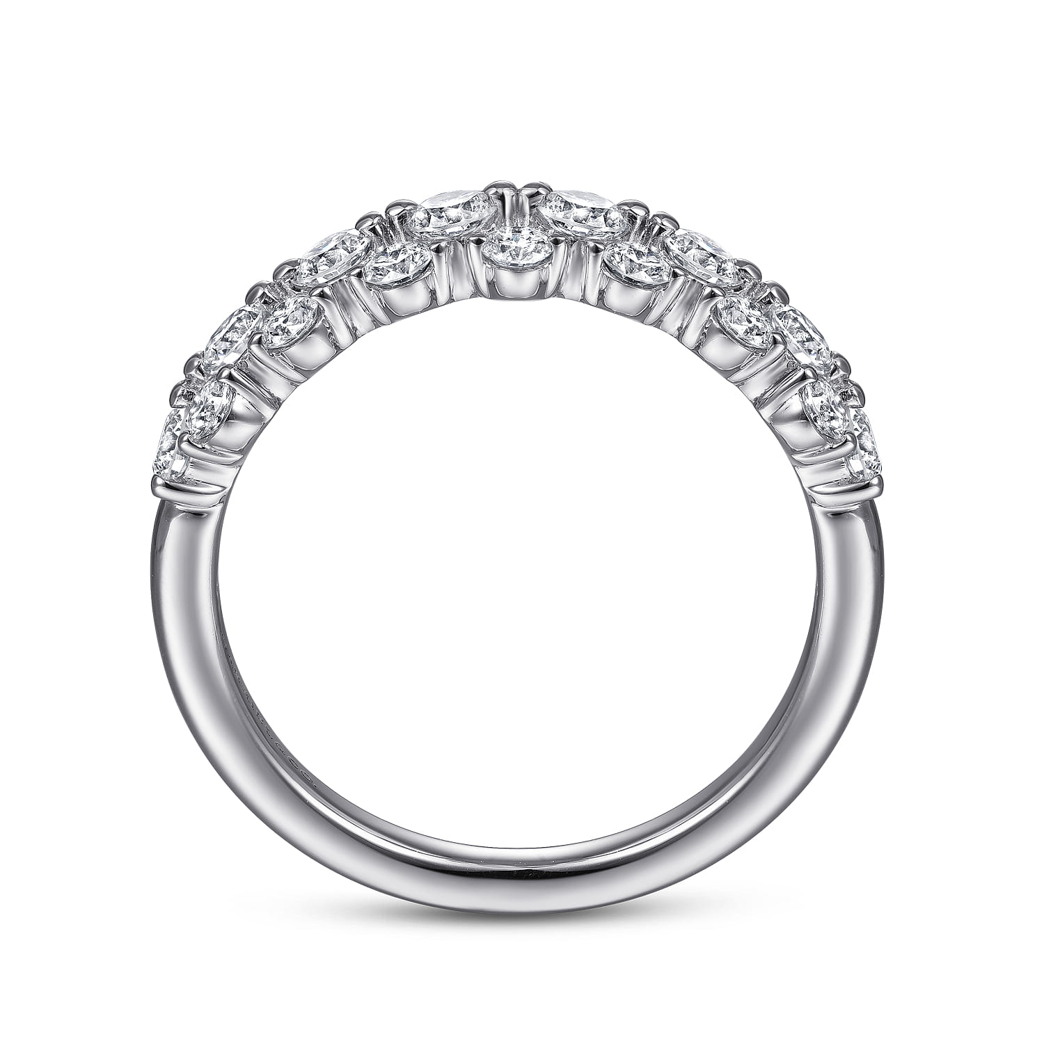 Fancy Wedding Ring in 14k White Gold with Round Natural Diamond at Gabriel & Co. - Shot 2