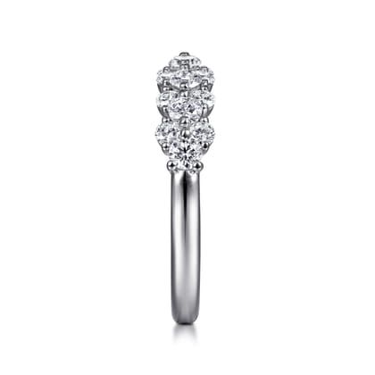 Kauai - 14K White Gold Diamond Cluster Station Anniversary Band