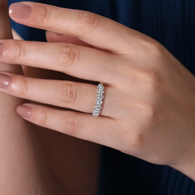 Fancy Wedding Ring in 14k White Gold with Round Natural Diamond at Gabriel & Co. - Shot 5