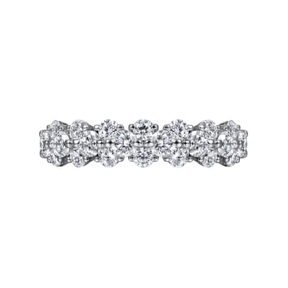 Kauai - 14K White Gold Diamond Cluster Station Anniversary Band