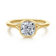 Kaya - 14K Yellow Gold Bezel Set Cushion Cut Solitaire Diamond Engagement Ring