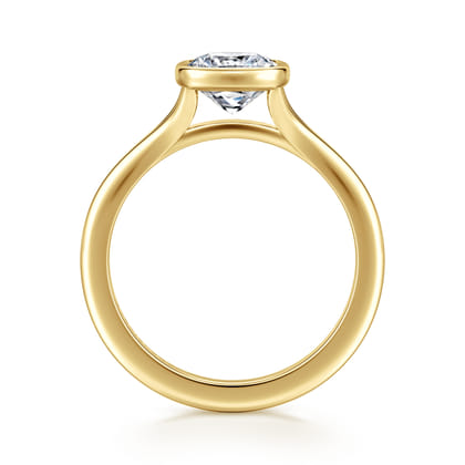 Kaya - 14K Yellow Gold Bezel Set Cushion Cut Solitaire Diamond Engagement Ring
