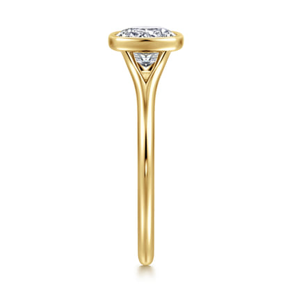 Kaya - 14K Yellow Gold Bezel Set Cushion Cut Solitaire Diamond Engagement Ring