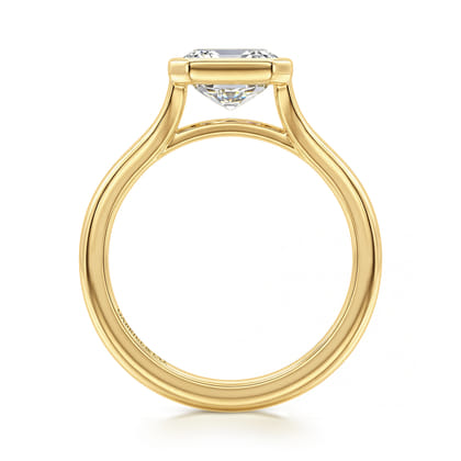 Kaya - 14K Yellow Gold Bezel Set Emerald Cut Solitaire Diamond Engagement Ring