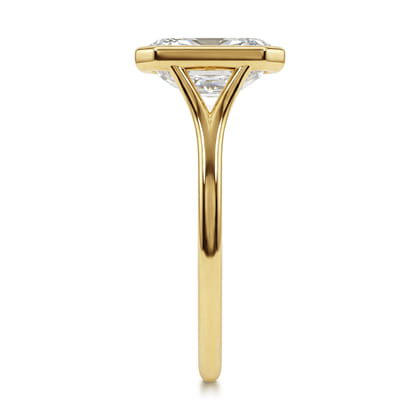 Kaya - 14K Yellow Gold Bezel Set Emerald Cut Solitaire Diamond Engagement Ring