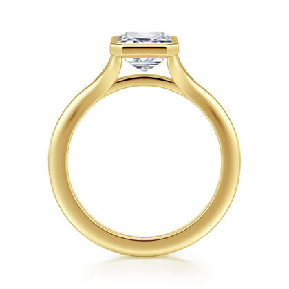 Kaya - 14K Yellow Gold Bezel Set Emerald Cut Solitaire Diamond Engagement Ring