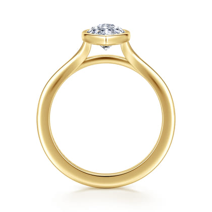 Kaya - 14K Yellow Gold Bezel Set Emerald Cut Solitaire Diamond Engagement Ring