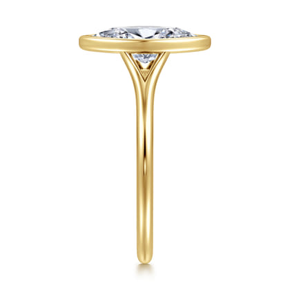 Kaya - 14K Yellow Gold Bezel Set Emerald Cut Solitaire Diamond Engagement Ring