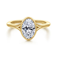 Kaya - 14K Yellow Gold Bezel Set Oval Solitaire Diamond Engagement Ring