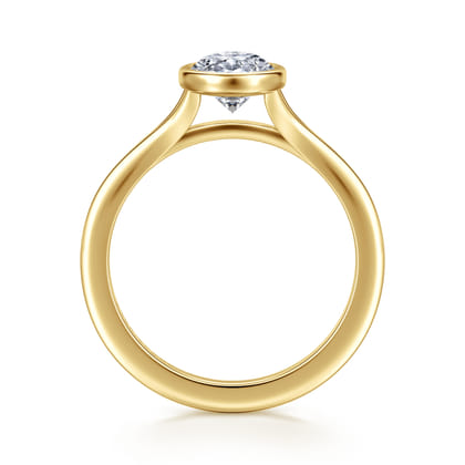 Kaya - 14K Yellow Gold Bezel Set Oval Solitaire Diamond Engagement Ring