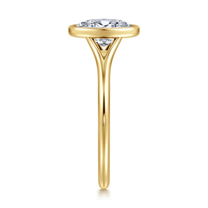 Kaya - 14K Yellow Gold Bezel Set Oval Solitaire Diamond Engagement Ring