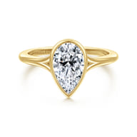 Kaya - 14K Yellow Gold Bezel Set Pear Shape Solitaire Diamond Engagement Ring
