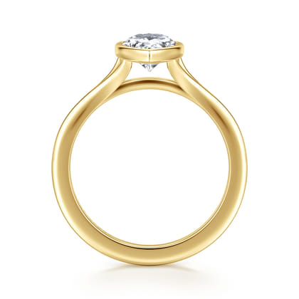 Kaya - 14K Yellow Gold Bezel Set Pear Shape Solitaire Diamond Engagement Ring