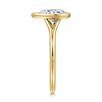 Kaya - 14K Yellow Gold Bezel Set Pear Shape Solitaire Diamond Engagement Ring