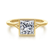 Kaya - 14K Yellow Gold Bezel Set Princess Cut Solitaire Diamond Engagement Ring