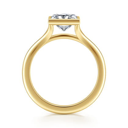 Kaya - 14K Yellow Gold Bezel Set Princess Cut Solitaire Diamond Engagement Ring