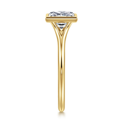 Kaya - 14K Yellow Gold Bezel Set Princess Cut Solitaire Diamond Engagement Ring