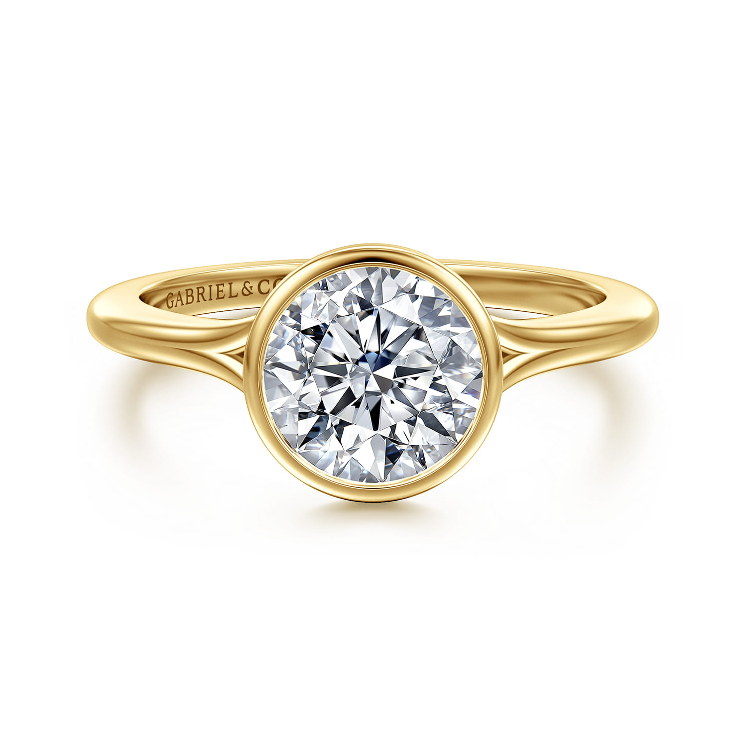 Kaya - 14K Yellow Gold Bezel Set Round Solitaire Diamond Engagement Ring