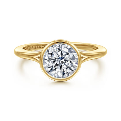 Kaya - 14K Yellow Gold Bezel Set Round Solitaire Diamond Engagement Ring