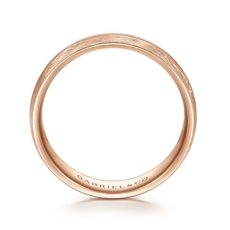 Kayden - 14K Rose Gold 6mm - Brushed Diamond Cut Men's Wedding Band - Shot 2
