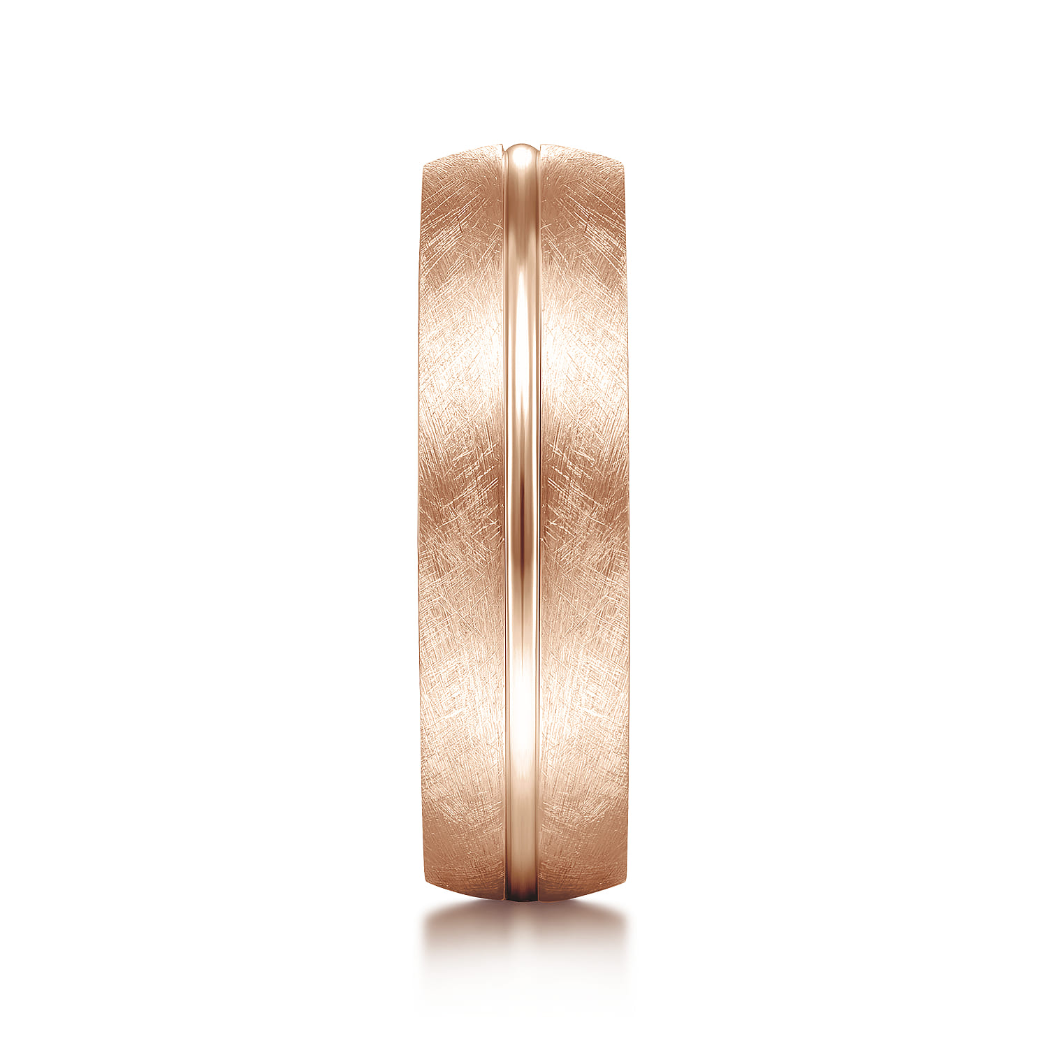 Kayden - 14K Rose Gold 6mm - Brushed Diamond Cut Men's Wedding Band - Shot 4