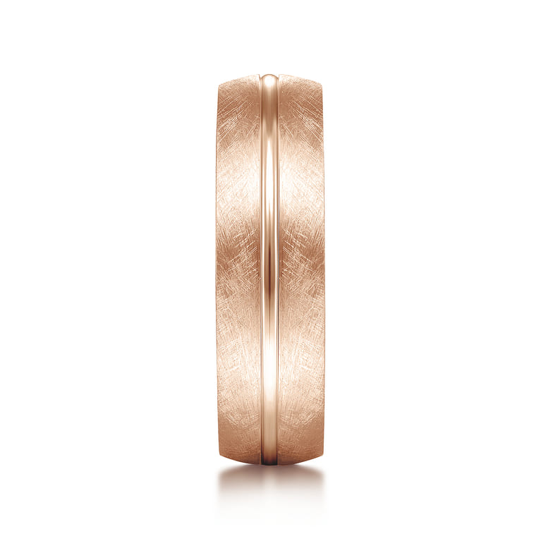Kayden - 14K Rose Gold 6mm - Brushed Diamond Cut Men's Wedding Band - Shot 4