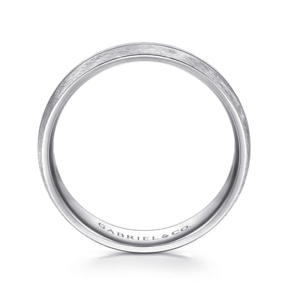 Kayden - 14K White Gold 6mm - Brushed Diamond Cut Men's Wedding Band