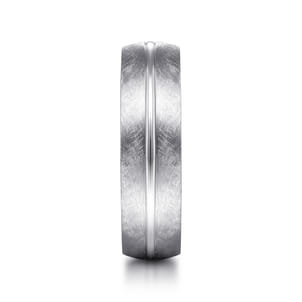 Kayden - 14K White Gold 6mm - Brushed Diamond Cut Men's Wedding Band
