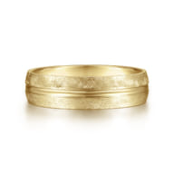 Kayden - 14K Yellow Gold 6mm - Brushed Diamond Cut Men's Wedding Band